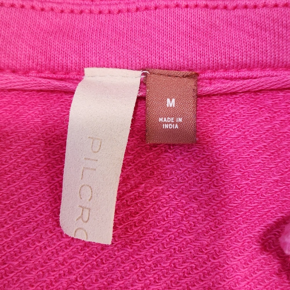 Pilcro Anthropologie V-Neck‎ Oversized Sweatshirt M Pink Grommet Accents - Picture 5 of 9